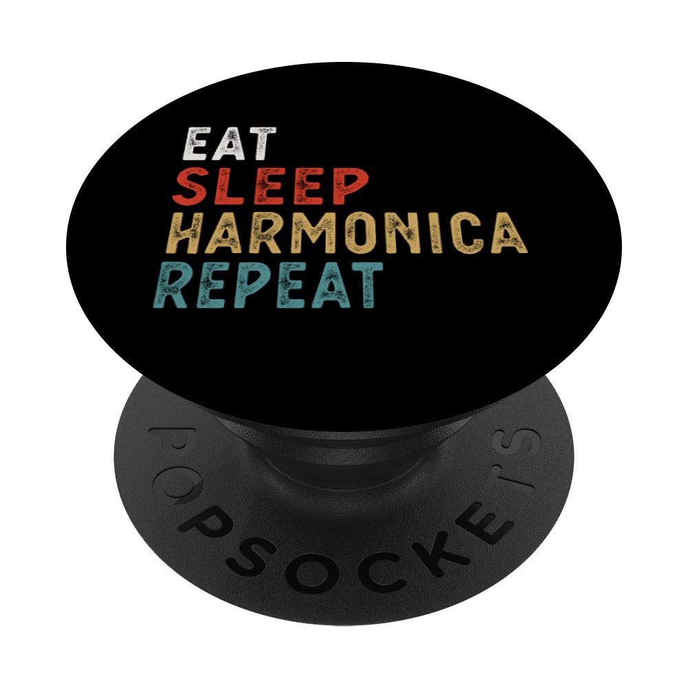 Vintage Eat Sleep Harmonica Repeat Funny Harmonica player mu PopSockets Grip and Stand for Phones and Tablets