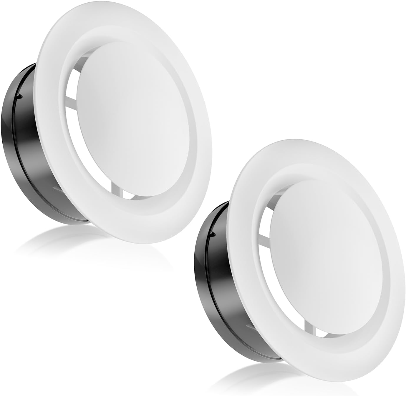 Registers, Grilles & Vents - HG Power 6 Inch Round Vent Cover, 2-Pack ABS Adjustable Soffit Vent, Round Ceiling Diffuser for Living Room, Closet, Bathroom, Kitchen, Garage Ventilation Use, Opening Size 5.66