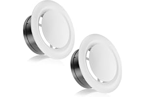 HG Power 6 Inch Soffit Vent, Adjustable Air Vent Cover, ABS Round Ceiling Vent Covers for Living Room, Attic, Bathroom, Kitchen, Ventilation Use, White - Opening Size 5.66", 2 Pack