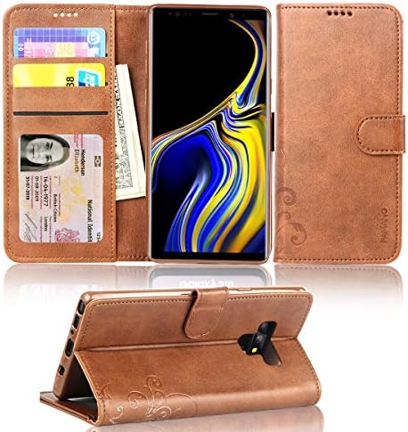 PAMANO Samsung Galaxy Note 9 Wallet Case, Durable and Slim,Lightweight with Card Holders, Kickstand and Protective Magnetic Closure for Samsung Galaxy Note 9- Brown