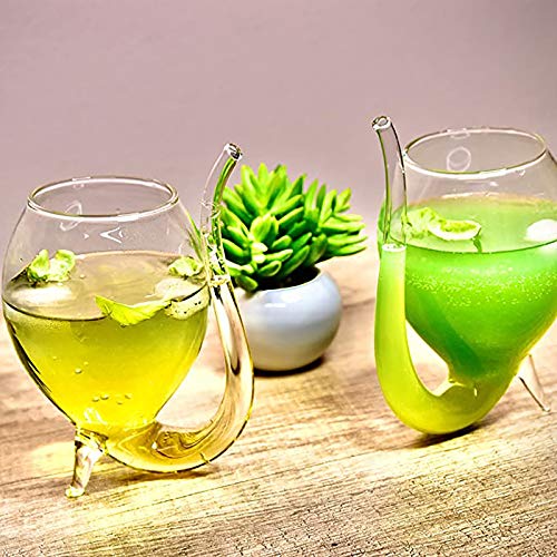 OMKMNOE Cocktailgläser, Partygläser Mit Trinkhalm/Glasstrohhalm Im 2Er-Set Edles Design Füllmenge,Clear – Bild 5