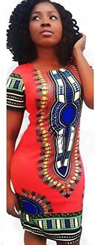 Dress,Nomeni Women's Traditional African Print Dashiki Bodycon Short Sleeve Dress