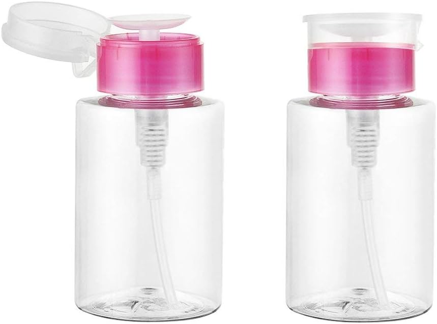 SelfTek 2Pcs 180ml Nail Polish Remover Pump Dispensers Empty Plastic