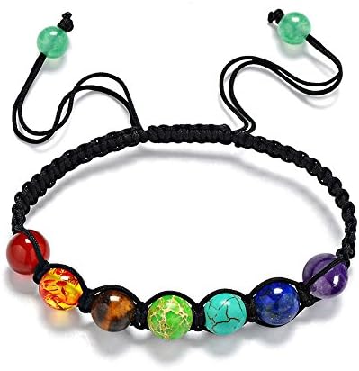 Qvwanle Fashion 7 Chakra Healing Balance Beads Bracelet Yoga Energy Bracelet Jewelry Rainbow Natural Stone Wristlet