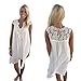 Vovotrade Ladies Boho Sleeveless Womens Loose Summer Beach Lace Dress (S, White)