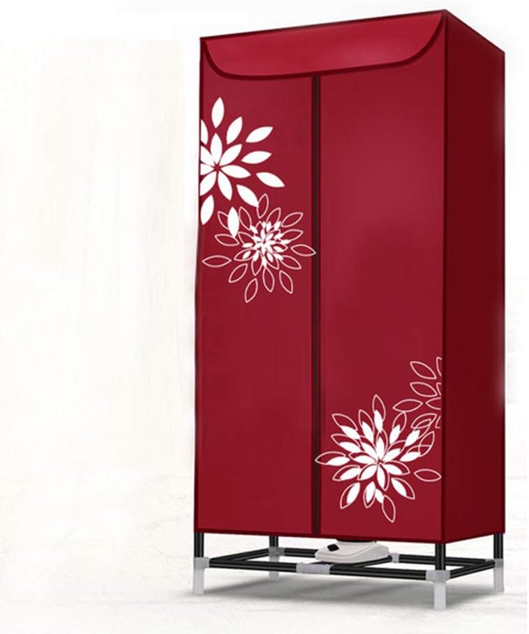 oofay Clothes Dryer,Indoor Wet Laundry Warm Air Drying Wardrobe,Drying Machine with Heater, Energy Saving Clothes Dryer, Portable 2-Tier Electric Tumble Dryer,Red