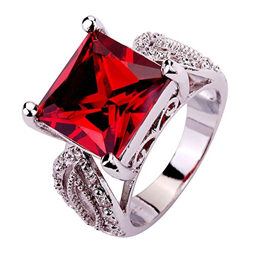 Psiroy Women's 925 Sterling Silver 2.5ct Garnet Filled Ring