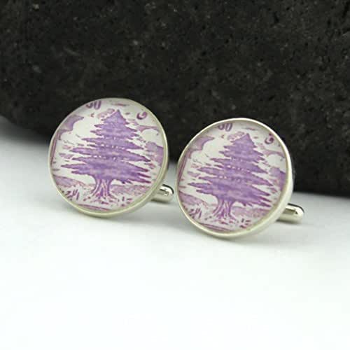Lebanon Cufflinks Lebanese Vintage Postage Stamp Handmade Cufflinks Cedar of