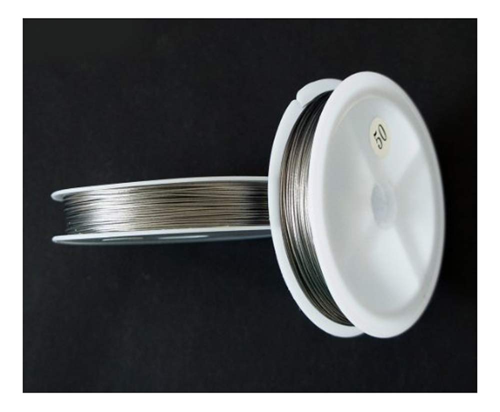 HANDFine Bead Craft Icy Silver Finger Friendly Plastic Coated Wire, Pack of 2 rolls (0.5mm)