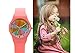 Zeiger New Cool Kids' KW021 Analog Display for Easy Read Time Teacher Young Girls Watch with Rainbow Dial Silicone Band (Pink)