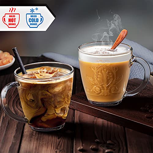 CREATIVELAND Glass Coffee Mug Set of 6 Large & Heavy & Thick Tempered