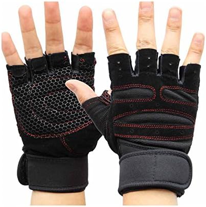 Fitness Half Finger Sports Training Gloves Hand Protector Breathable,Black M