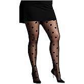 SHENHE Women's Plus Size Pantyhose Patterned Heart Tights Mesh Sheer High Waist Stockings