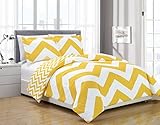 Chezmoi Collection 3-piece Zig Zag Comforter Bedding Set (King, Yellow)