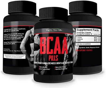 BCAA Pills - Potent & Powerful Blend of Amino Acids by Vitality Max Labs - Build Muscle Combat Muscle Break Down - Increase Muscle Mass, Stamina and Recovery Time (5)