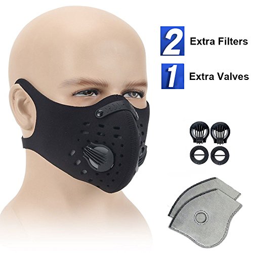 Topnisus Dust Mask with Filter for Cycling Running Jogging Sawmilling Mowing Outdoor Activity Dustproof Mask (Black HangEar+ 2 Extra filter) - Thumbnail 4