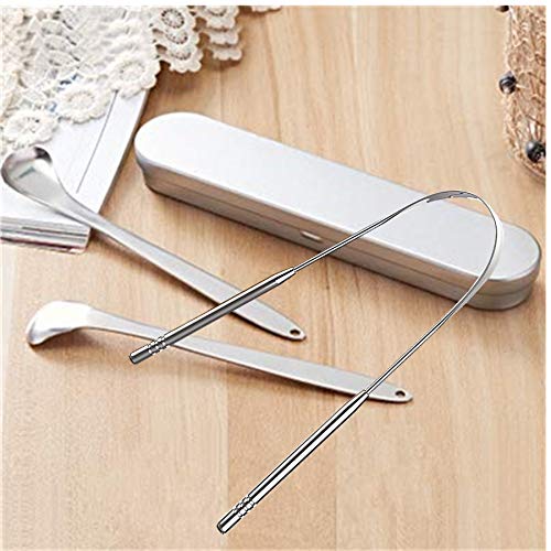 3 Pack Tongue Scraper Cleaner Stainless Steel Fresh Breath Tongue Scrapers Metal Tongue Scraping Cleaner for Oral Care (3Pack-Silver) - Thumbnail 6