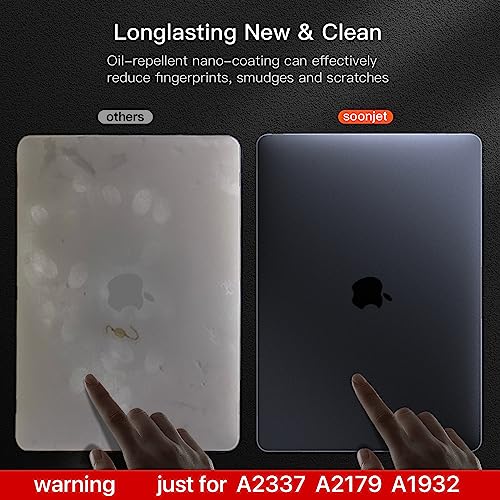 Soonjet Invisible Armor Compatible for MacBook Air 13 inch Case M1 2020 2019 2018 [Sturdy & Durable] [ Shockproof Protector ] Protective Hard Shell Cover for Laptop A2337 A2179 A1932 - Matte Clear