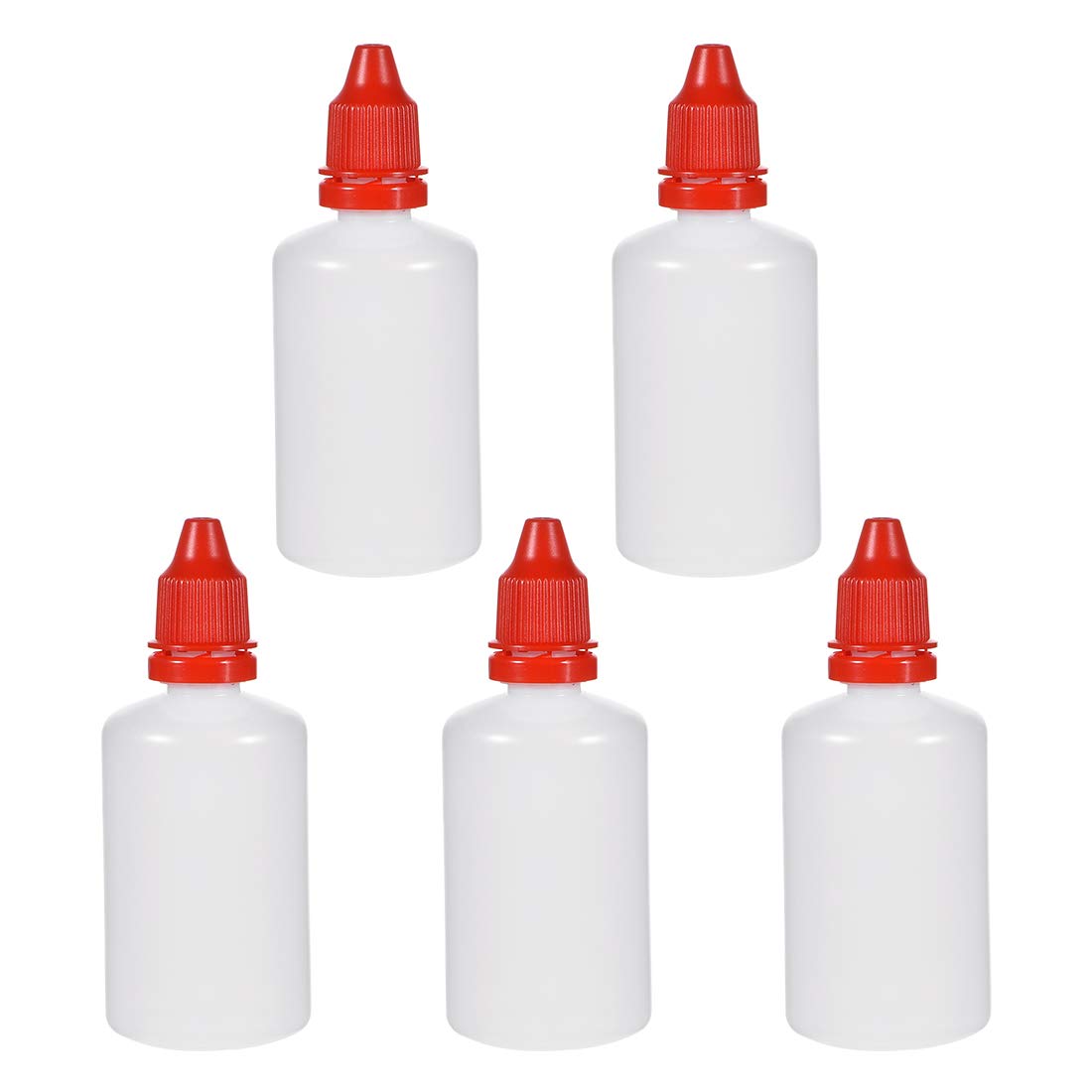 uxcell Plastic Dropper Bottles, 50ml/1.7 oz Empty Squeezable Dropper Bottle with Cap, Red, Pack of 5
