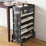 COVAODQ Book Cart with Wheels Mobile Bookshelf