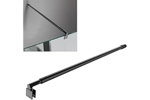PHMUNY Frameless Shower Door Fixed Panel for 5/16" to 3/8" Thick Glass, Wall to Glass Support Arm,27.6'' to 47.2'' Shower Glass Support Bar