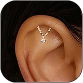 Hidden Helix Earring Dangle Threadless Flat Back Earrings Hypoallergenic Cartilage Earring Hidden Helix Piercing Earring Rhinestone Helix Piercing Jewelry