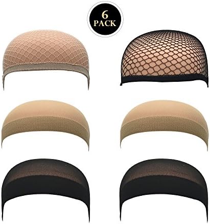 6 Pack Wig Caps For Women and Men, Wig Cap Black &amp; Nude For Long Hair