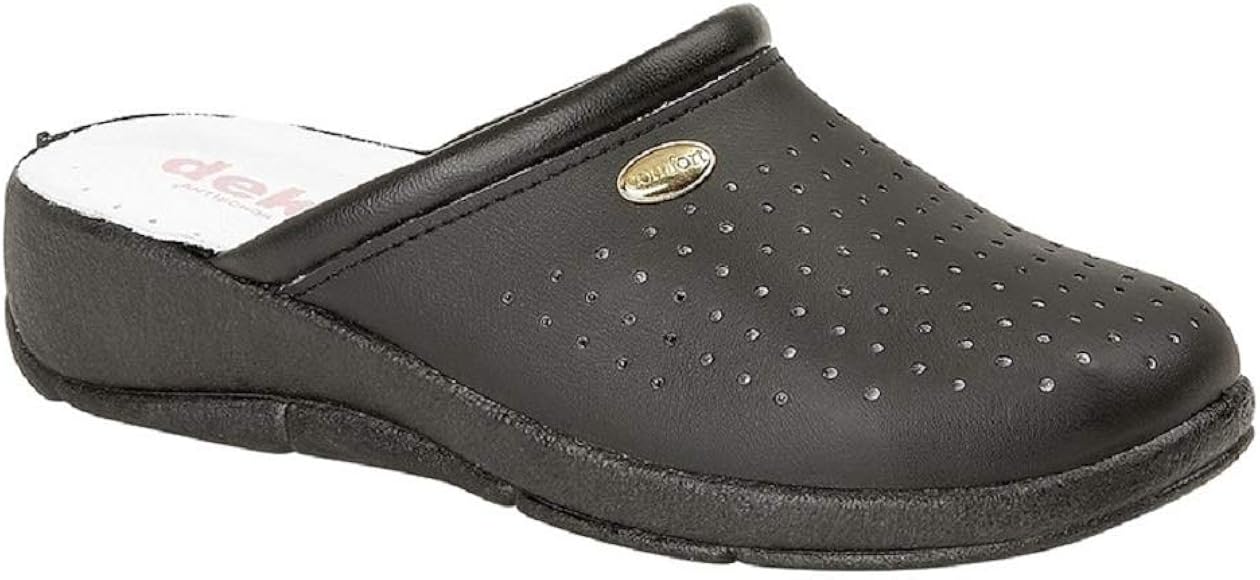 ladies black leather clogs