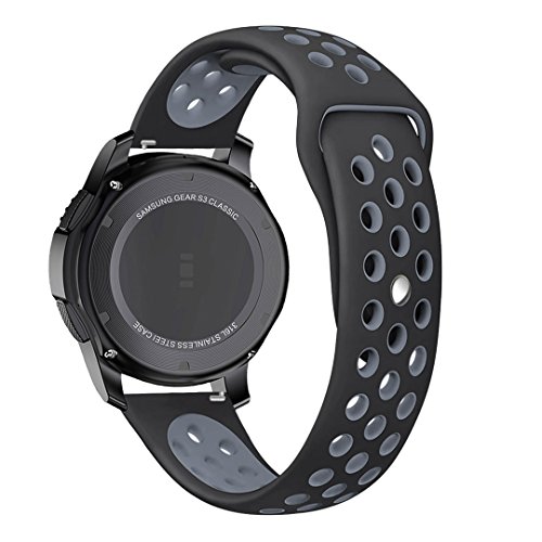 Gear S3 Band, KADES Soft Silicone Band Replacement Strap for Gear S3 Frontier and Gear s3 Classic Smart Watch (Large, Black/Gray)