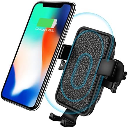 LATME Wireless Car Charger Easy One Touch Air Vent Car Phone Mount Holder,7.5W Wireless Charging for iPhone X 8/8 Plus, 10W for Samsung Galaxy S9/S9+/S8/Note 8/5/S7 and Qi-Enabled Devices (Black)