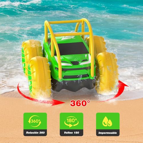 MaxTronic Remote Control Car for Kids - Amphibious RC Vehicles 2.4G 360° - 15KM/H - 4WD - Off-Road Stunt Car with Adjustable LED - Boys and Girls 3-12 Years Old
