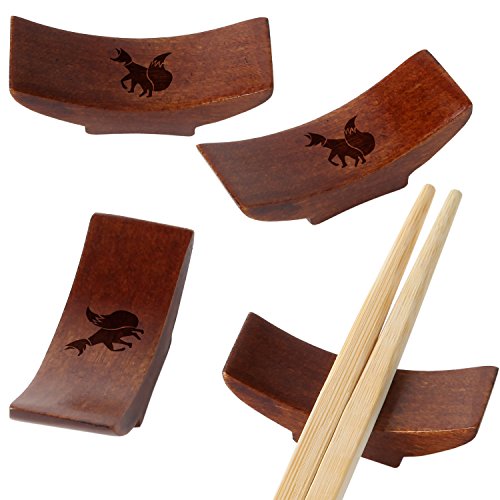 Vintage Fox Wooden Chopstick Rest With Laser Engraved Design - Traditional Chopstick Rest With Modernized Design - Chopstick Spoon Holder Gifts - Thumbnail 4