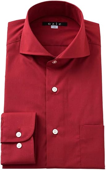 Amazon オジエ Ozie メンズ ワイシャツ スリム 長袖 形態安定 ホリゾンタルカラー カッタウェイ 制服 ユニフォーム 黒赤青 シャツ 通販