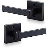 Linkaa Dummy Lever Matte Black Door Handle，Black Knobs Interior Levers Door Handles，Double Front Door Lock for Closet French 