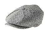 Peaky Blinders Men's 8 Piece 'Newsboy' Style Flat Cap Wool X Large (61Cm) Black Humbug