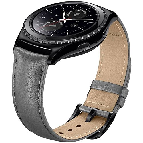 Samsung Gear S2 Classic Band SM-R732/R735 (Not Fit S2),Fwheel Genuine Leather Smart Watch Replacement Band Strap (Grey)