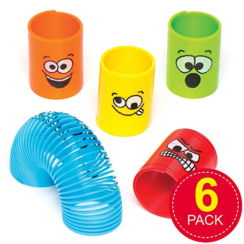 Baker Ross Funny Faces Mini Springs, Mini Plastic Coil Spring Toy for Kids Party Bag Favors (Pack of 6) - Thumbnail 6