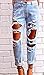 Womens Skinny Faded Ripped Casual Slim Denim Cotton Jeans (Blue, S)