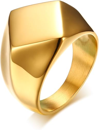 Amazon Rockyu ジュエリー ブランド リング メンズ ひし形 18金 人気 スポーティー ブラック チタン 印台指輪 号 リング 通販