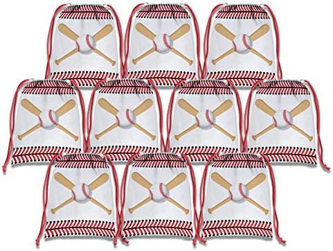 Baseball Star Drawstring Bags Kids Birthday Party Supplies Favor Bags 10 Pack