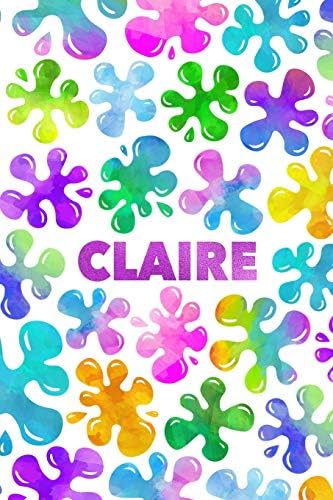 Claire: Personalized Rainbow Slime Splat Name Notebook - Lined Note Book for Girl Named Claire - Pink Purple Blue Green Yellow Novelty Notepad Journal ... Daughter, Granddaughter or Friend - Size 6x