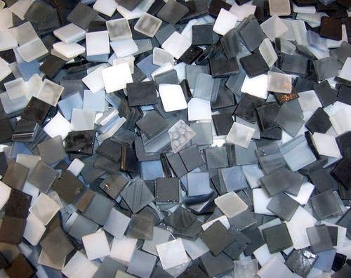 500 1/2" Black &amp; Gray Mix Stained Glass Mosaic Tiles