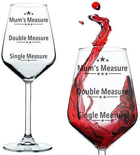 FLOW Barware Funny Mum's Measure Wine Glass, Fun Novelty Wine Glass Gift for Mum, Mother's Day, Christmas, Presented in A Gift Tube