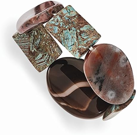 Best Birthday Gift Autumn, Dyed Blue Magnesite &amp; Crazy Lace Jasper Stretch Bracelet