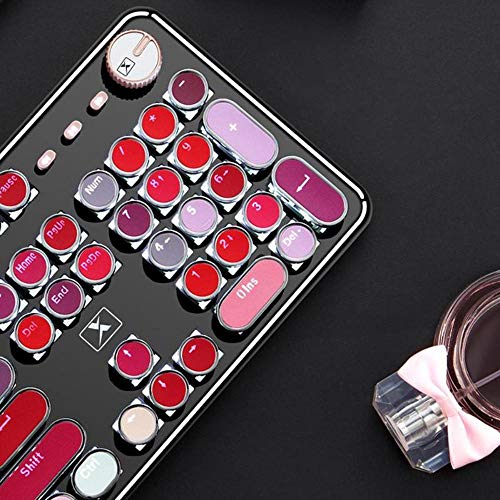 MOGOI Mechanical Gaming Keyboard and Mouse Combo, Lipstick Keyboard Waterproof Wired Gaming Keyboard Luxury Palette 104 Keys Metal Panel for Windows PC Desktop Computer Women Girls