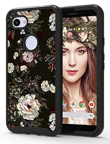 ShinyMax Google Pixel 3A Case with Roses Design,Pixel 3A Phone Case,Hybrid  Triple Layer Armor Protective Cover Flexible Sturdy Anti-Scratch Shockproof 