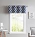 HLC.ME Lattice Print Thermal Insulated Room Darkening Blackout Grommet Tier Valance for Kitchen, Bedroom, Living Room & Small Windows - Navy Blue - 52