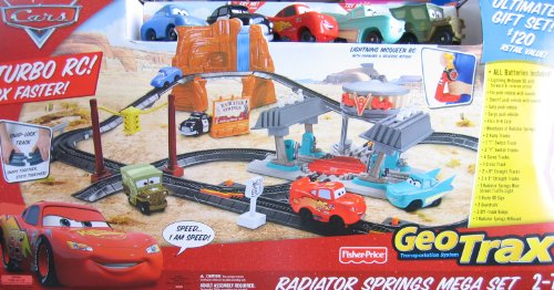 Disney CARS Geo Trax Radiator Springs Mega Race Set w TURBO Remote Control, Sounds & 5 Cars (2009)