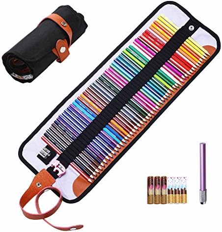 Refoc 50 Multi Colored Pencils Set with Carrying Case Useful Accessories, Drawing Colored Pencils Labeled with Color Name, Ideal Drawing Kit Gift Set for Beginners Artist