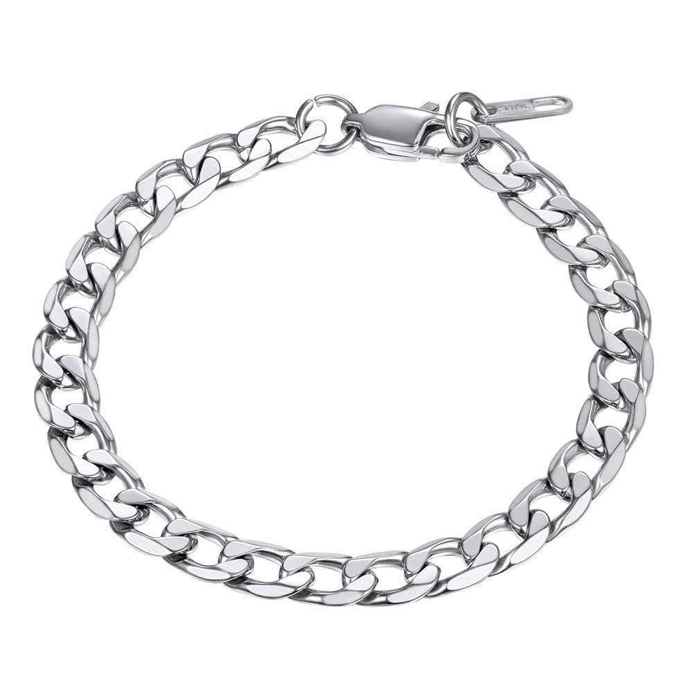 Pulsera de cadena PROSTEEL, joyería para hombre, cadenas curvas, brazalete de plata, pulseras de Eslabones cubanos de acero inoxidable para hombres